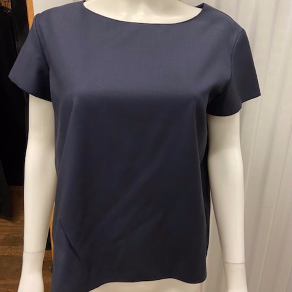 The Row Navy Bateau-Neck Cap-Sleeve Boxy T-Shirt - Picture 1 of 4